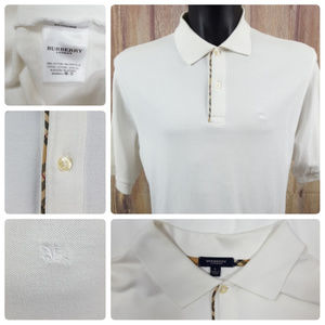 Burberry Men's Large S/S Polo Shirt White Cotton